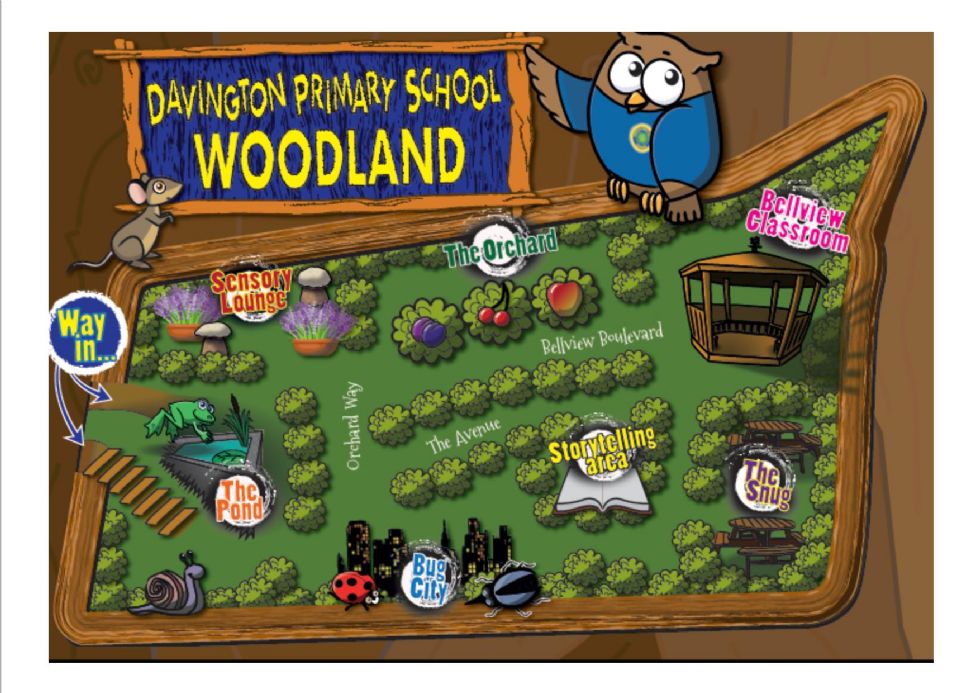 The woodland map, which highlights how to navigate the woodland trail and the area to discovert 